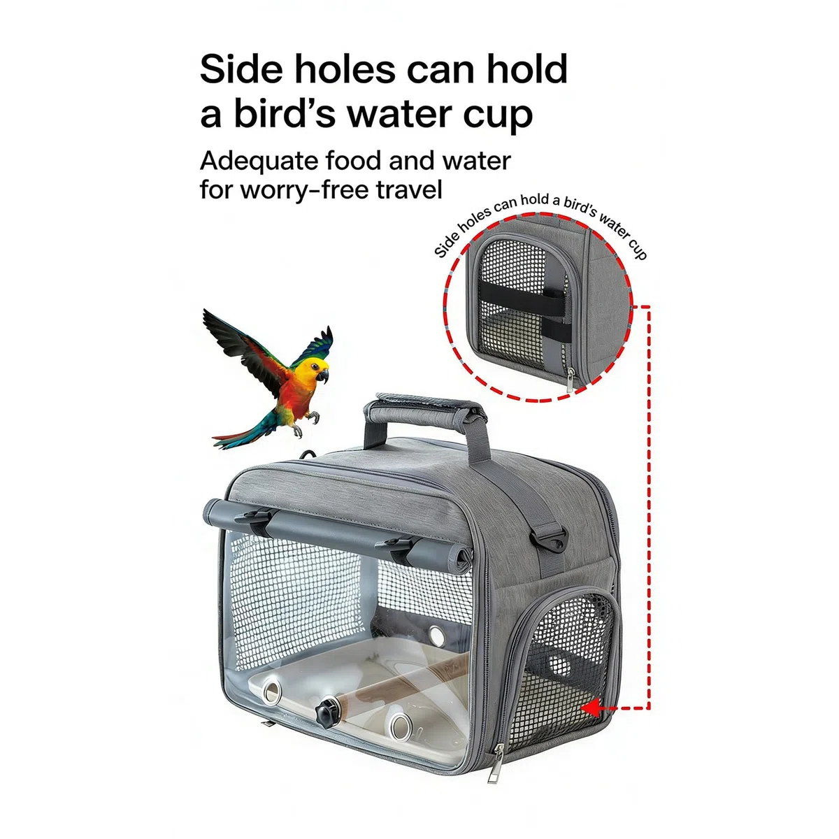 Transportín de Viaje para Aves,Mascotas Transpirable Portátil Impermeable Extraíble con Asa,Transporte para Animales de Peluche | para Viajes en Coche, Uso Diario, Oficina,