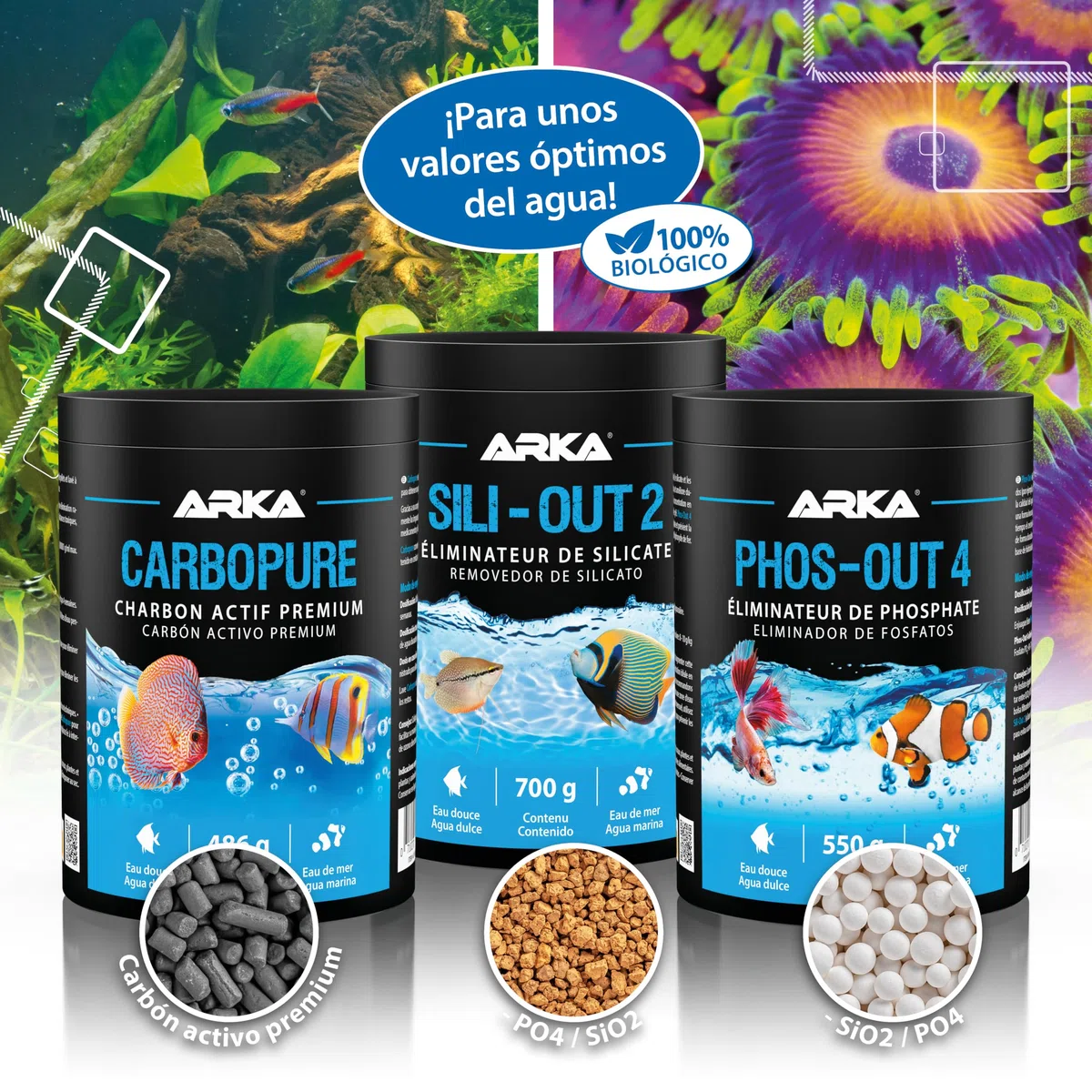 Removedor de fosfato Acuario – Microbe-Lift Phos-out 4 Granulado 5 L / 2,7 kg – Elimina fosfatos, silicatos y colorantes orgánicos – con Filtro Incluido – pH Neutro – Dulce y Marino – sin químicos