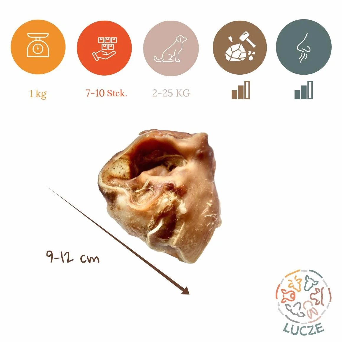 Orejeras de cerdo secas para perros, 5 kg, orejas de cerdo 100% naturales, aperitivos para masticar sin cereales y aditivos, artículos de masticación secados al aire directamente del fabricante. Lucze
