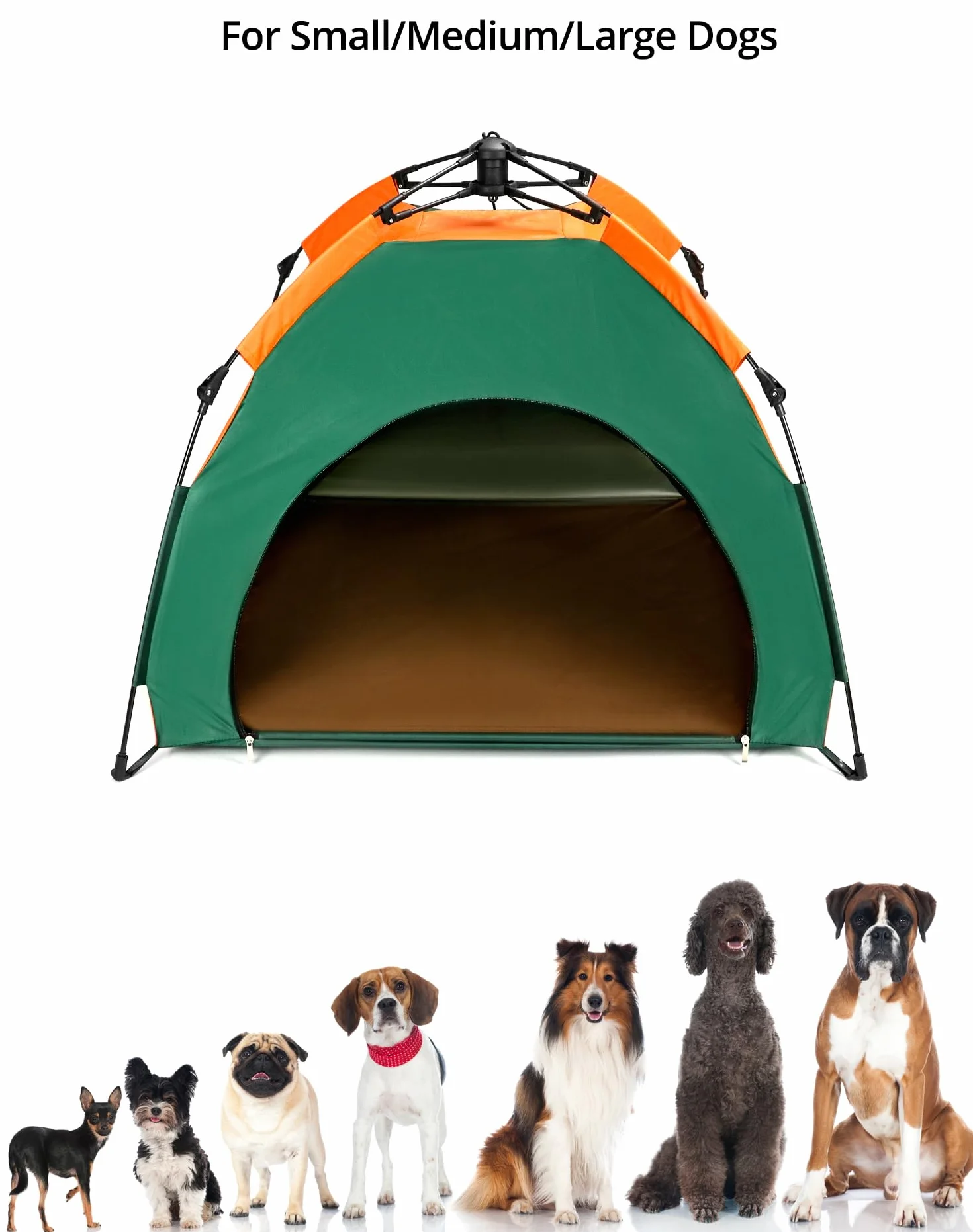 QWORK® Tienda de campaña Plegable para Perros (Uso Exterior) con cojín, Repelente al Agua, 80 x 77 x 70 cm, Altura de Entrada 37 cm, para Mascotas de tamaño pequeño a Mediano
