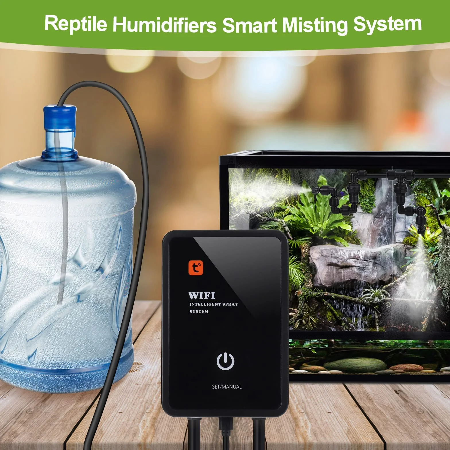 Diealles Shine Humidificador de Reptiles, Sistema de Nebulización para Terrarios de Reptiles, Sistema Inteligente de nebulización de Reptiles para Sistema de Riego de Plantas de Interior