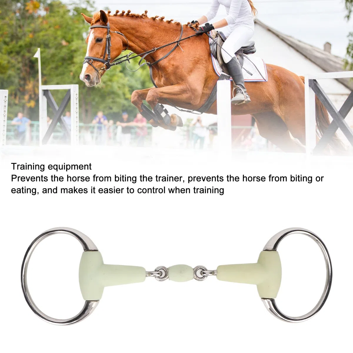 Broca de Caballo de Acero Inoxidable Sabor a Manzana, Broca de Boca de Caballo Envuelta en Goma para Horas de Entrenamiento de Carreras, Puntas de Boca Feliz para Caballos,