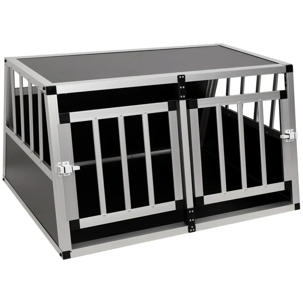vidaXL Jaula Perros Metálica 2 Puertas Transportín Aluminio Animales Mascotas