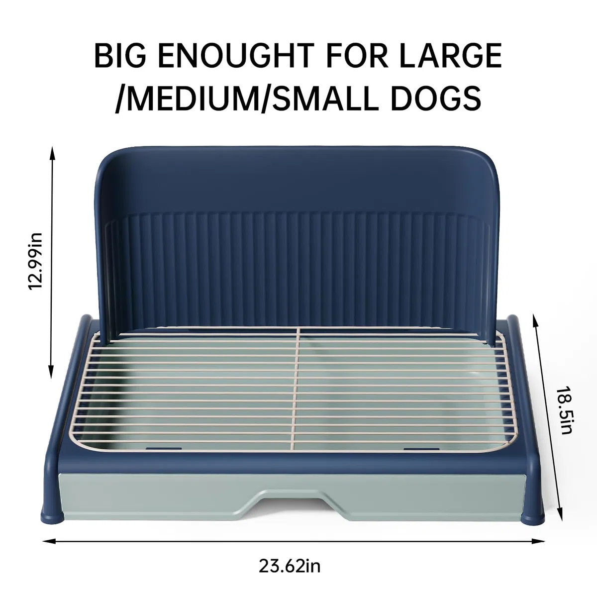 Bandeja para orinal para perros con pared alta, soporte para almohadilla de orina de 23.62 x 18.5 pulgadas, caja de arena para mascotas, soporte de entrenamiento de malla para cachorros y perros de