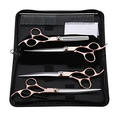 Tijeras Peluqueria Canina,Geib Tijeras de peluquería para mano izquierda,Tijeras De Peluquería Canina Para Zurdos,Juego De 22 Piezas De Acero Inoxidable Para Perros Y Gatos Con Pelaje Largo