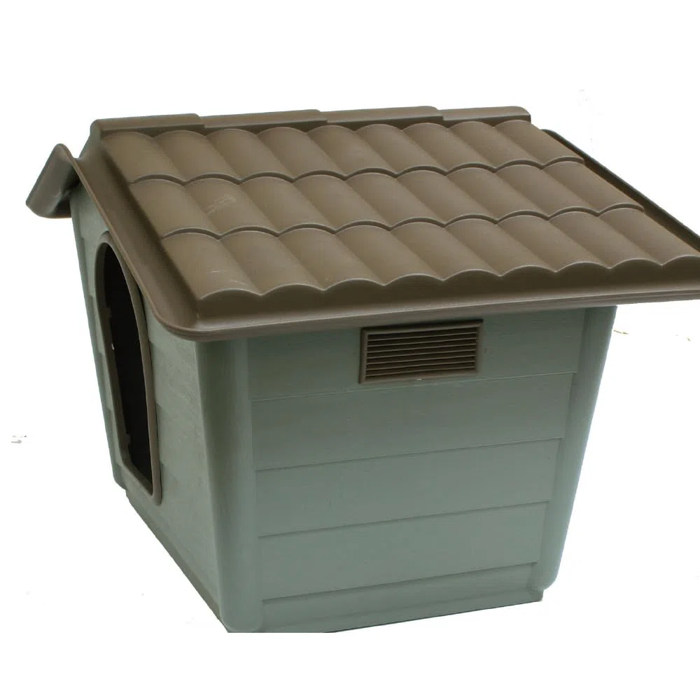 CROCI Villa - Caseta de Plástico para Perros Pequeños y Gatos de Interior y Exterior, Rígida, con Tomas de Aire y Techo Extraíble, 60 x 50 x 41 cm