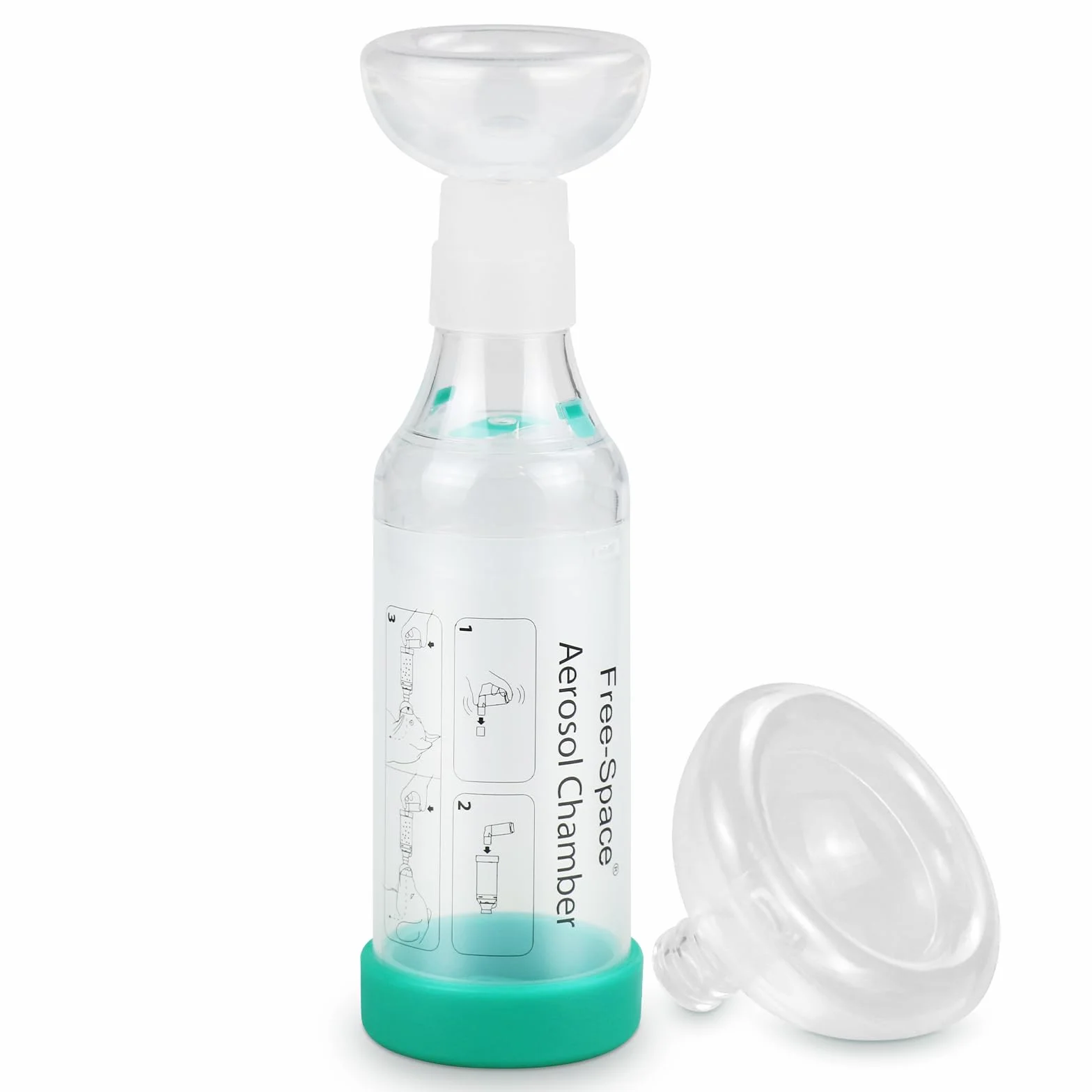 free-space Espaciador inhalador para Gatos/Perros con máscara de Silicona de Forma Redonda, cámara de Aerosol felino con indicador de respiración 2 máscara (Gato)