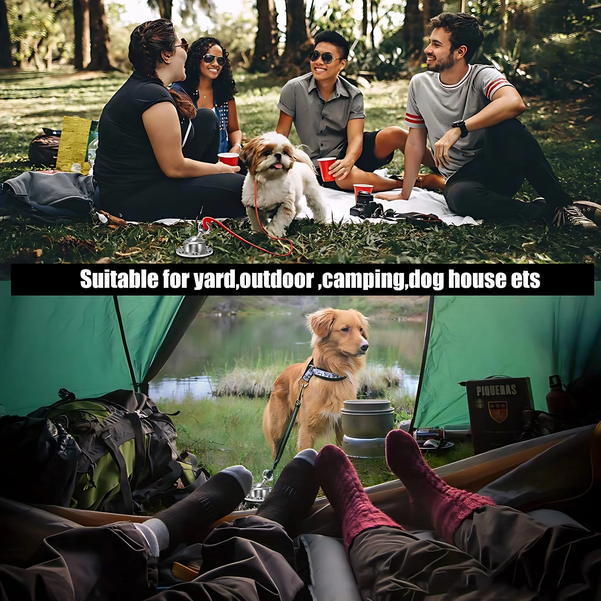 Pila De Perro Giratoria De 360 Grados Al Aire Libre, Perno Antióxido Pesado, Cadena De Anclaje Para Gatos y Perros, Juego De Fijación Clavos De Pila Suelo, Universal En Interiores y Exteriores