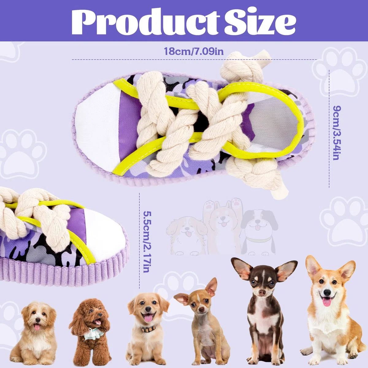 Juguete para Perros Suave, Juguete para Cachorros con Sonido/Chillón, Juguete Adorable para Cachorros en Forma de Zapato con Campanita, Juguete de Morder para Perros Pequeños