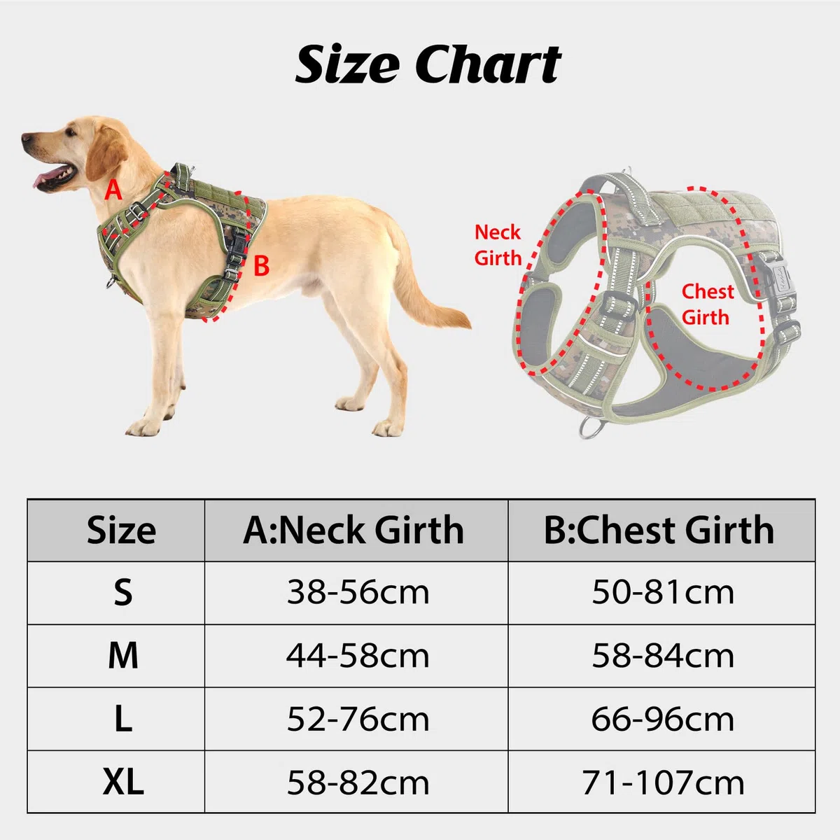 HEELE Arnés táctico para Perro, con Panel Molle, arnés para Perros pequeños, sin tirones, arnés Reflectante Acolchado Ajustable con asa para Entrenamiento y Caminar, Camo Verde, XL