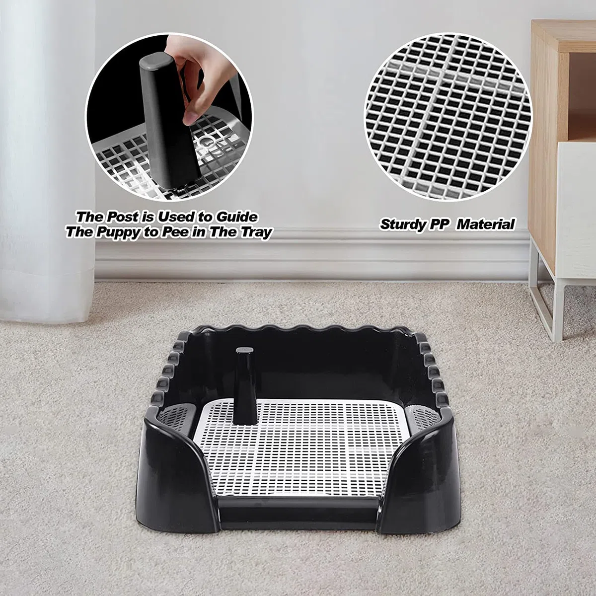 Milageto Inodoro para Perros y Mascotas, Bandeja para Orinal de Entrenamiento para Cachorros, Caja de Arena, Entrenador para Orinal, Soporte para, 40cmx40cmx14cm