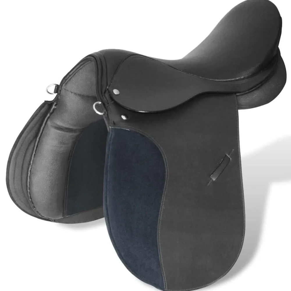 INLIFE 90644 - Juego de sillín para montar a caballo (17,5 pulgadas, piel auténtica, 12 cm, 5 en 1,7,5 kg), color negro
