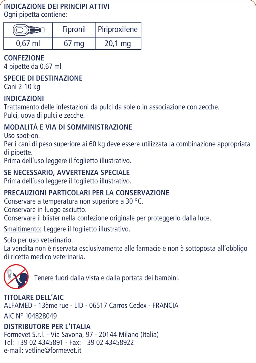 fipralone Duo pour chiens de petite taille de 2 à 10 kg Fipronil, piriproxifene