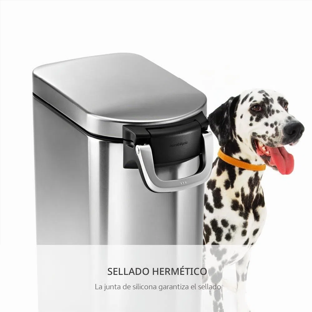 simplehuman, contenedor de comida para mascotas extragrande, acero inoxidable cepillado
