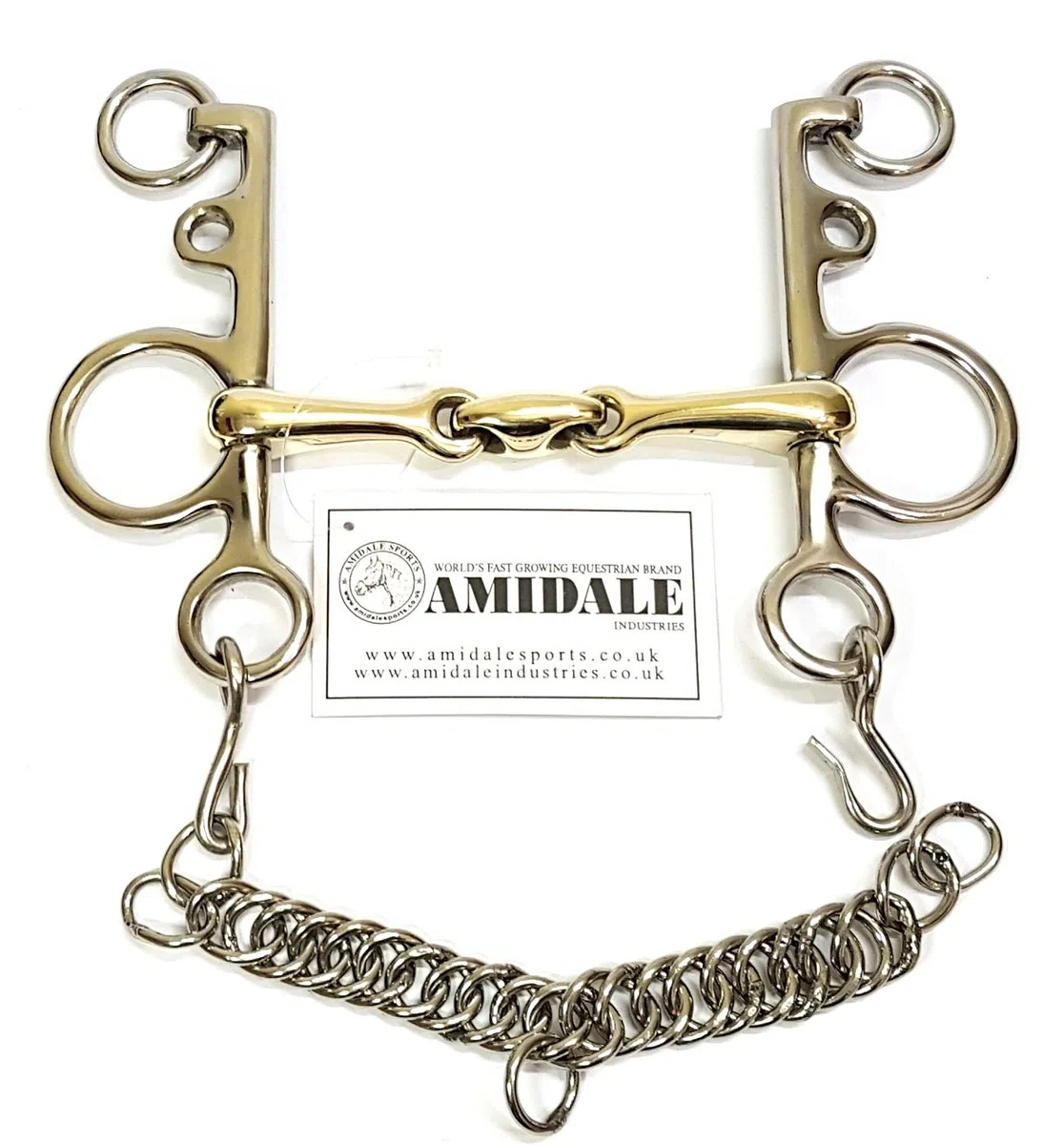 Amidale Boca Pelham Doble Articulado Pastilla Cobre Mix Horse Bit Sports 5.50 pulgadas