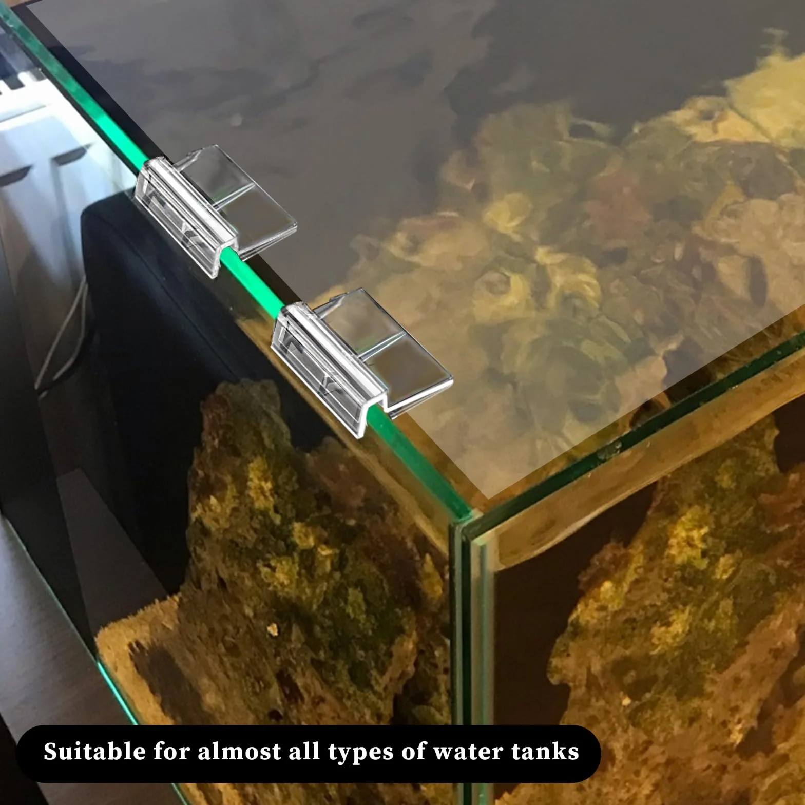 Sliverdew 6 clips para tapa de acuario, 6 mm, acrílico transparente, soporte para tapa de pecera, abrazaderas de soporte para cubierta de acuario sin borde, cubierta de plástico para pecera, campanas