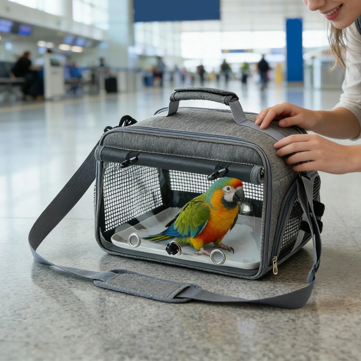 Transportín de Viaje para Aves,Mascotas Transpirable Portátil Impermeable Extraíble con Asa,Transporte para Animales de Peluche | para Viajes en Coche, Uso Diario, Oficina,