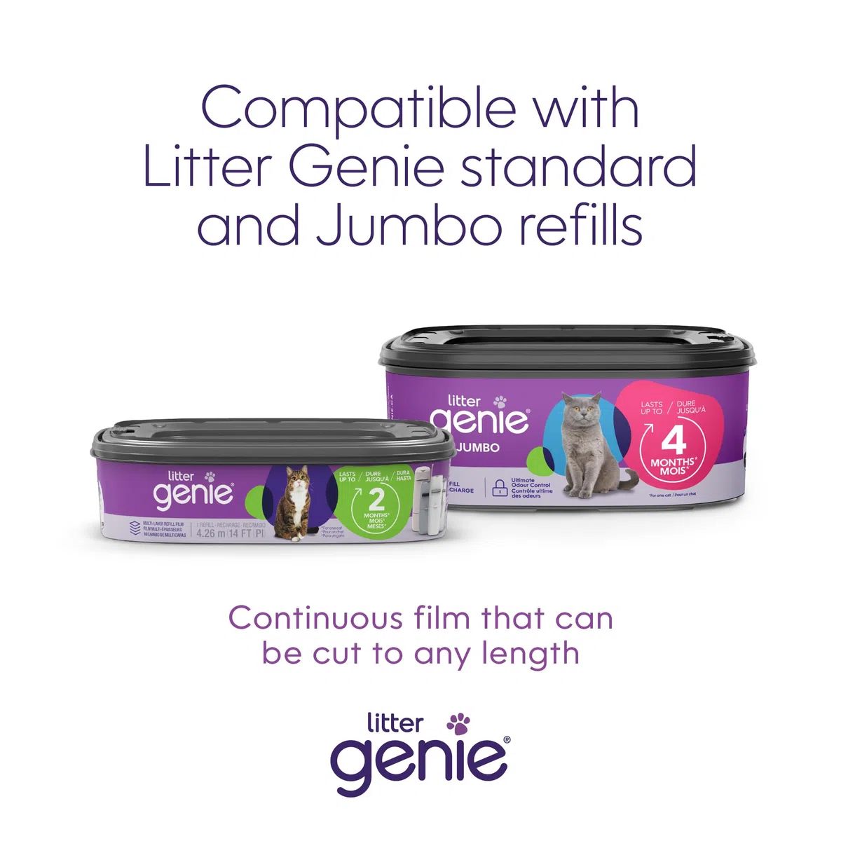 Litter Genie Style Pail | Sistema de eliminación de residuos de Arena para Gatos para Control de olores | Incluye 1 Bolsa de Repuesto Cuadrada