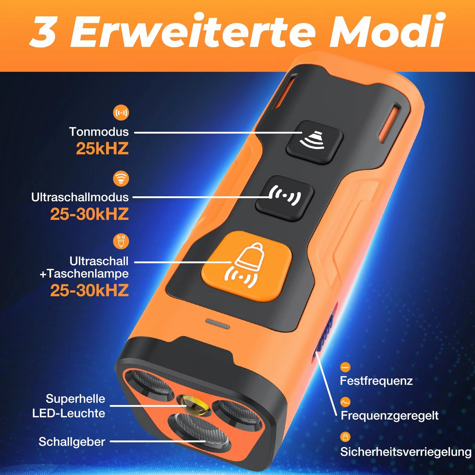 Dispositivo antiladridos para perros, dispositivo ultrasónico antiladridos, recargable con 4 frecuencias ajustables, linterna LED, dispositivo antiladridos para perros pequeños y grandes