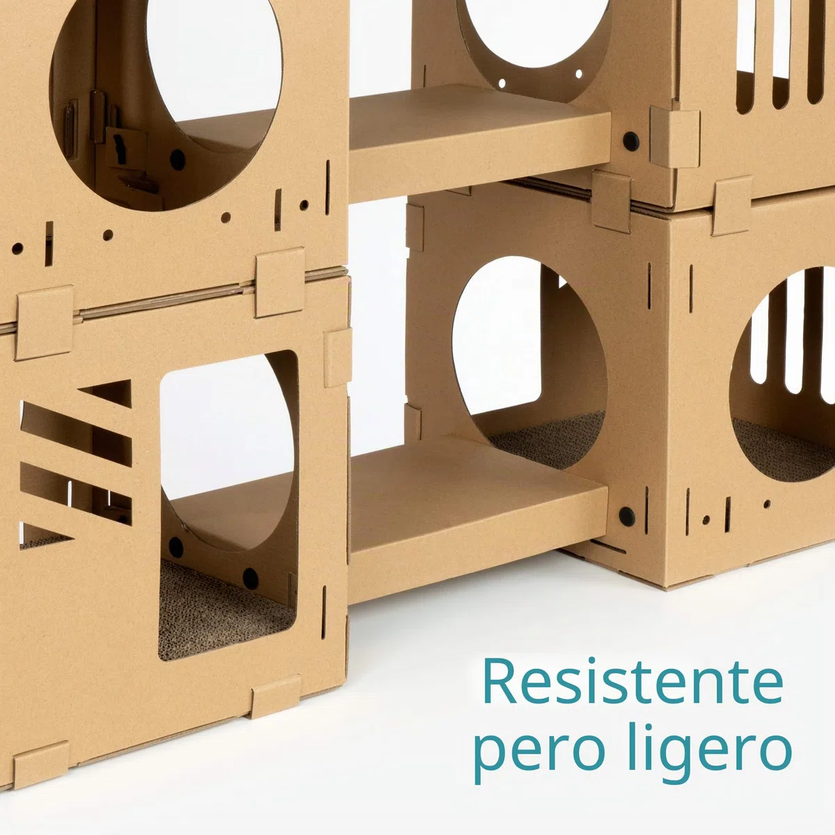 Navaris Casa de cartón para Gatos - Centro de Juegos DIY cartón Corrugado para Gato - 4X Caja de túnel 2X rascador 2X Puente 1x Set de Conectores