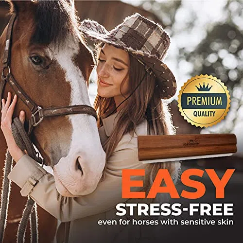EquiGroomer - Cepillo para deshedding para caballos, Herramienta de deshedding para mascotas grandes, Peine elimina la suciedad suelta, el pelo y el pelo (Natural)