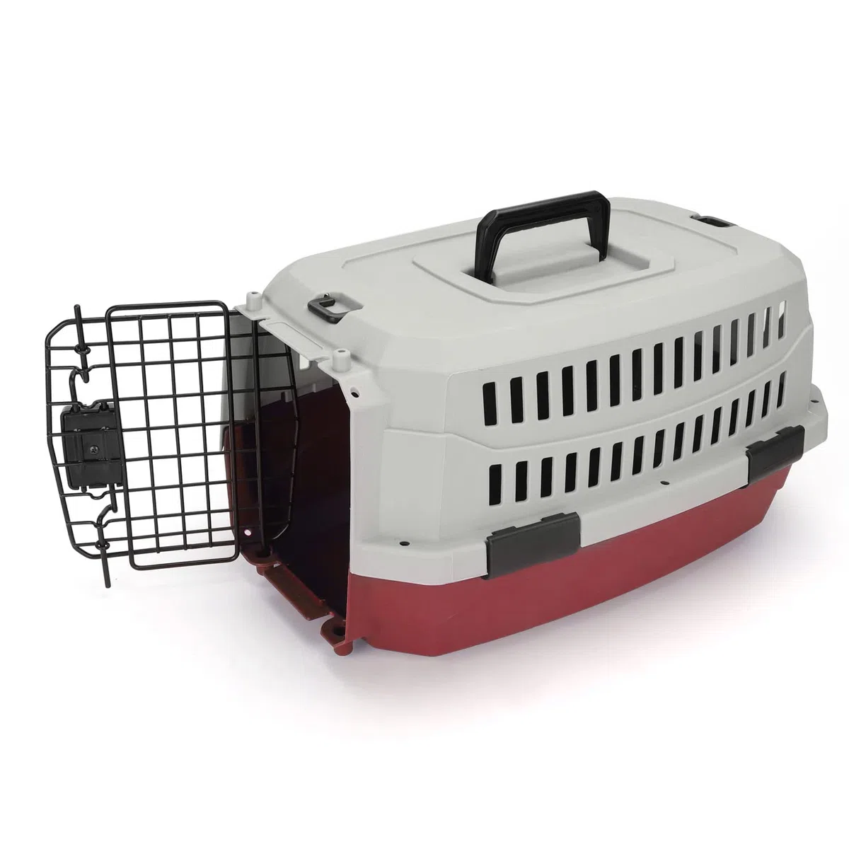 Nobleza - Transportin Gato Perro Grande, Transportin para Gatos Perro Portátil y Transpirable, Mascotas Perros Gatos Accesorios, Transportín de Plástico, 68x48x42 CM, Rojo & Gris