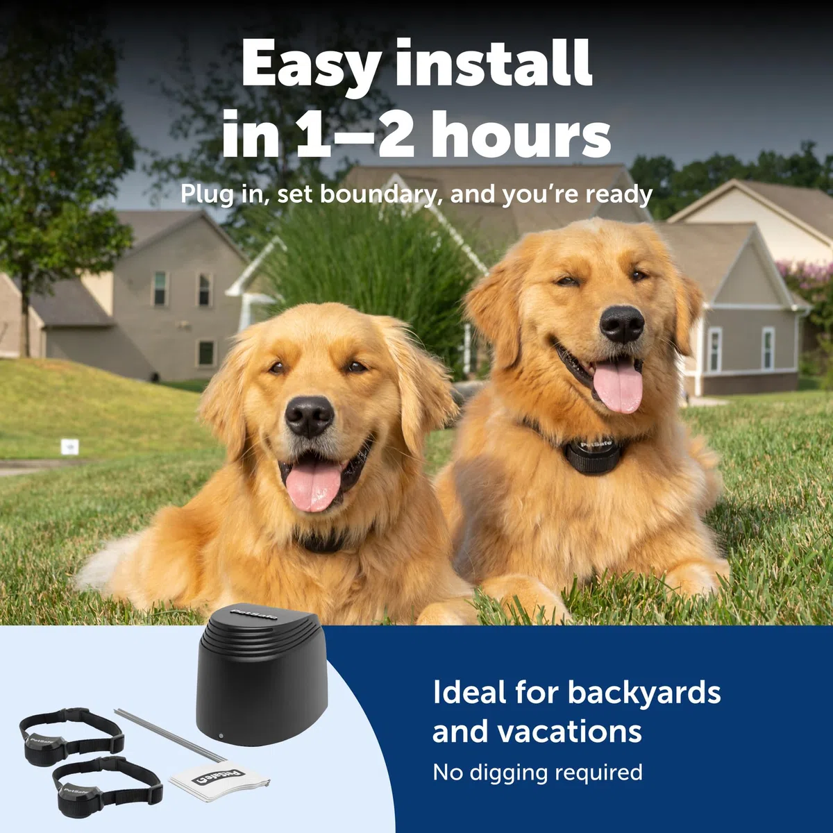 PetSafe Stay & Play - Valla inalámbrica compacta para 2 Perros, Pantalla LCD para Ajustar el límite Circular, asegurar hasta 3/4 de área de Acres, Uso para Todas Tus Mascotas, Sistema portátil