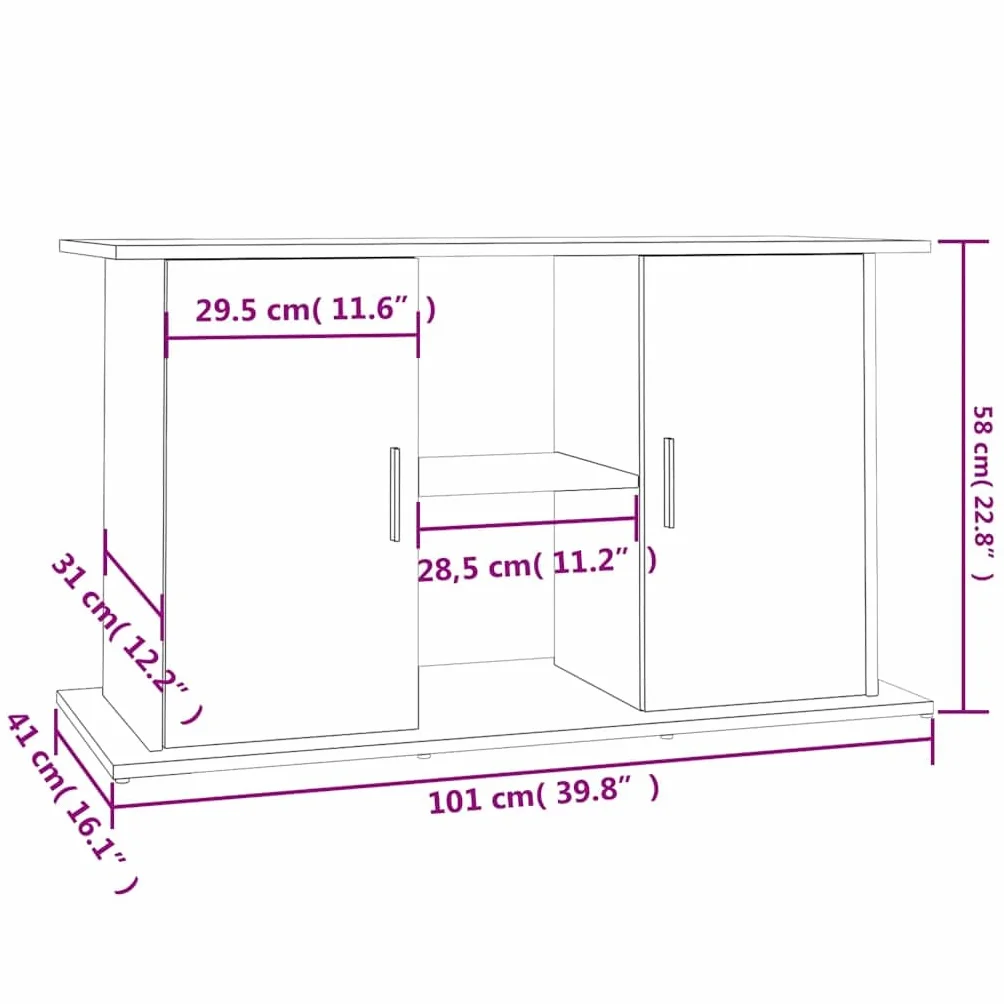 vidaXL Soporte para Acuario Madera de ingeniería Blanco 101x41x58 cm, Mueble para pecera, Armario para Acuario, Soporte de Madera para pecera