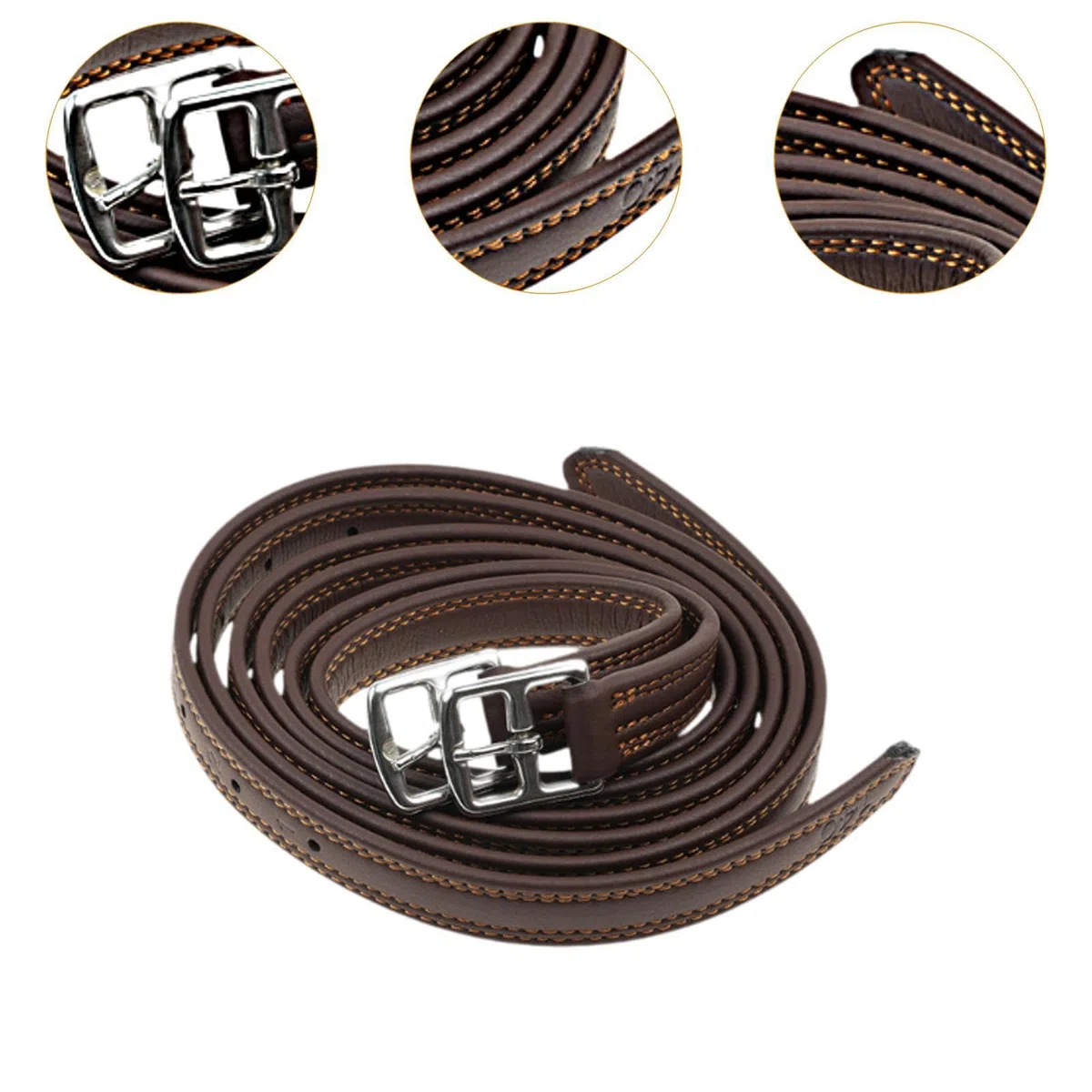 Perfeclan Estribos de Cuero inglés con Hebillas, Suministros Premium Suaves, Equipo Ecuestre de Estabilidad Ajustable de 53,15 Pulgadas de Longitud, 2 uds.