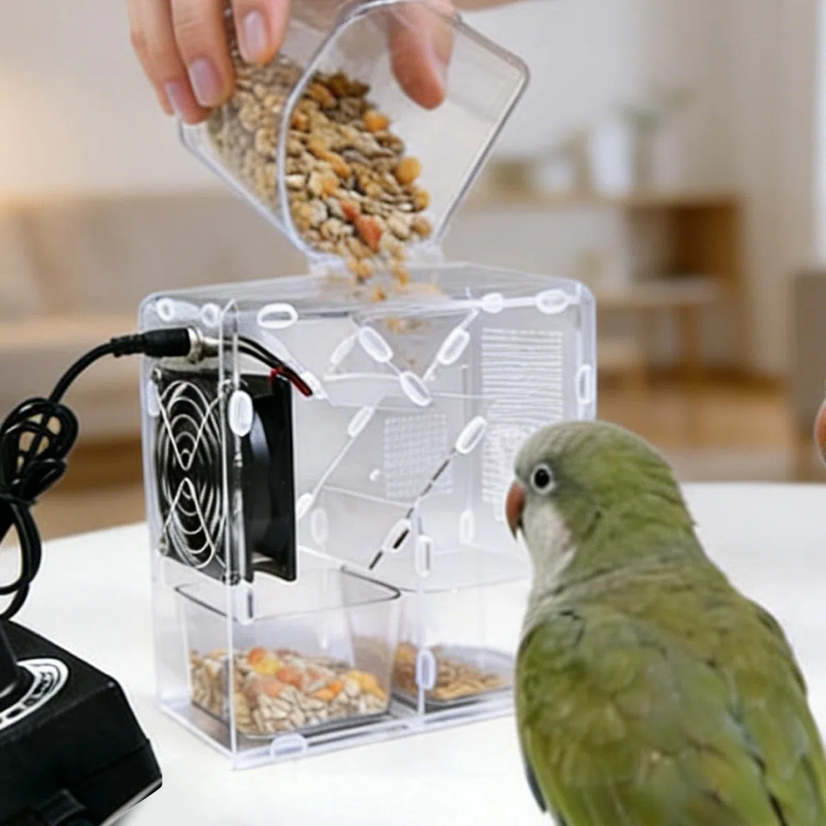 Máquina limpiadora de Semillas para pájaros | Eficiente soplador de Conchas y tamiz de Alimentos, Elimina Las cáscaras para cacatúas, agapornis, cotorras y periquitos, fácil preparación de Comidas