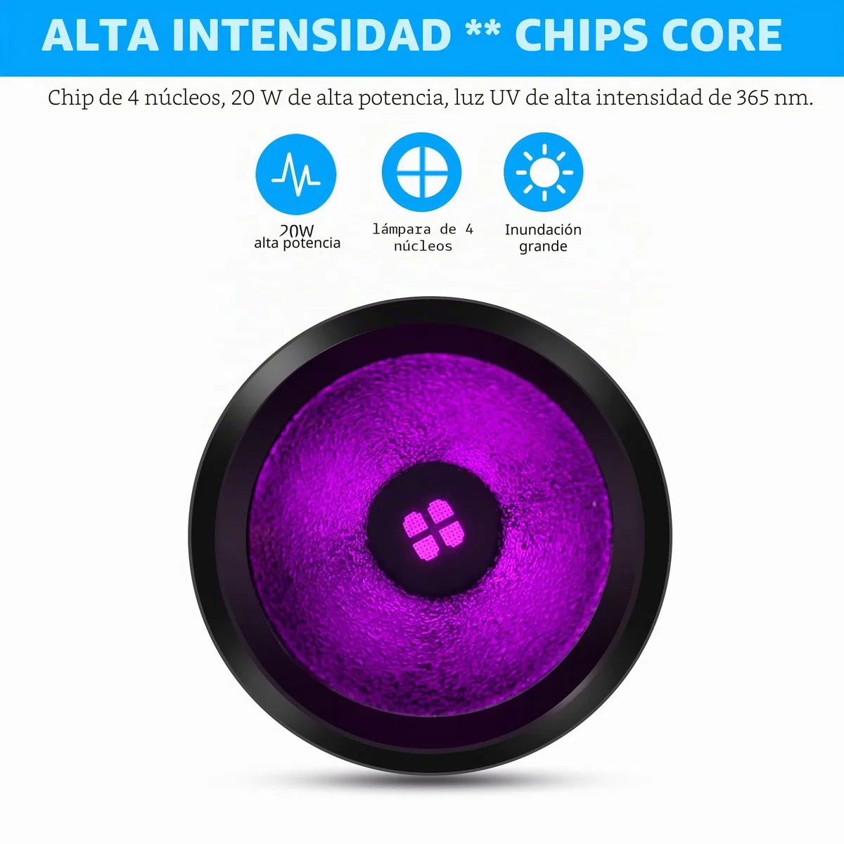 DARKBEAM Ultravioleta Luz UV 365nm Linterna Lamparas LED Negra, USB-C Recargable Potente 20W Blacklight 370nm Portátil - Detector para Orina de Mascotas, Billetes, Epoxy Resina, Escorpión, Minerales