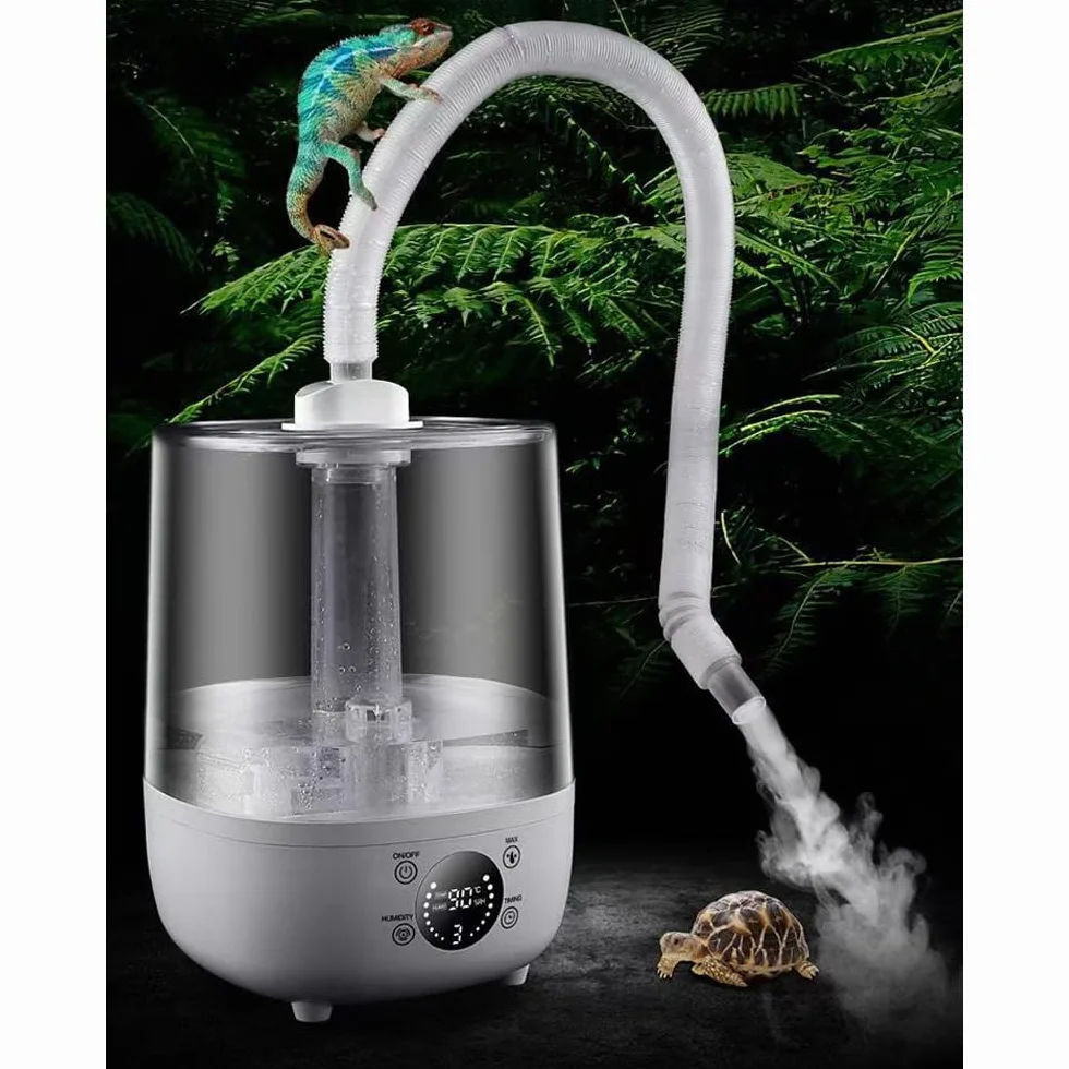 Sarini Humidificador de Reptiles para Terrarios, Tanque de Agua Grande de 4L, Generador de Niebla con Tubo Telescópico, Pulverizador Silencioso para Reptiles y Plantas Húmedas