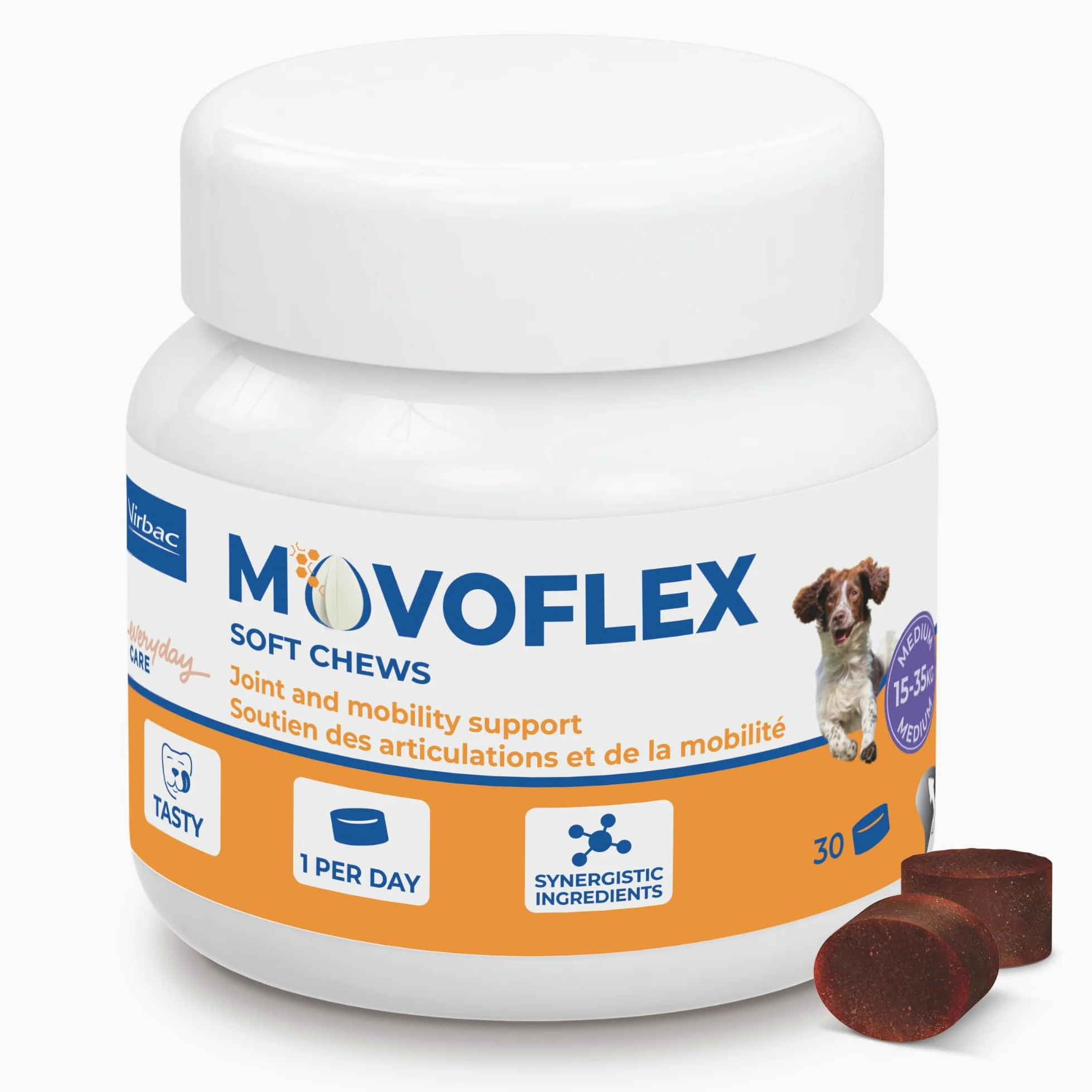 Movoflex Soft Chews | 30 Unidades | para Perros de 15 kg a 35 kg | Alimento complementario para la Salud Articular | para Mantener Las estructuras articulares | con ácido hialurónico