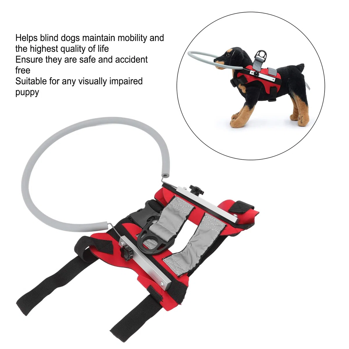 Pet Blind Halo Práctica Prevención de Colisiones, Arnés Ligero de Halo Ciego con Efecto Reflectante para Perros Ciegos Gatos, Disponible para Cualquier Cachorro con Discapacidad Visual (S Diámetro