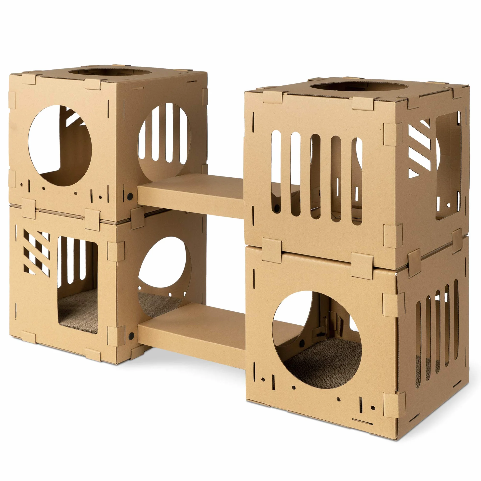 Navaris Casa de cartón para Gatos - Centro de Juegos DIY cartón Corrugado para Gato - 4X Caja de túnel 2X rascador 2X Puente 1x Set de Conectores