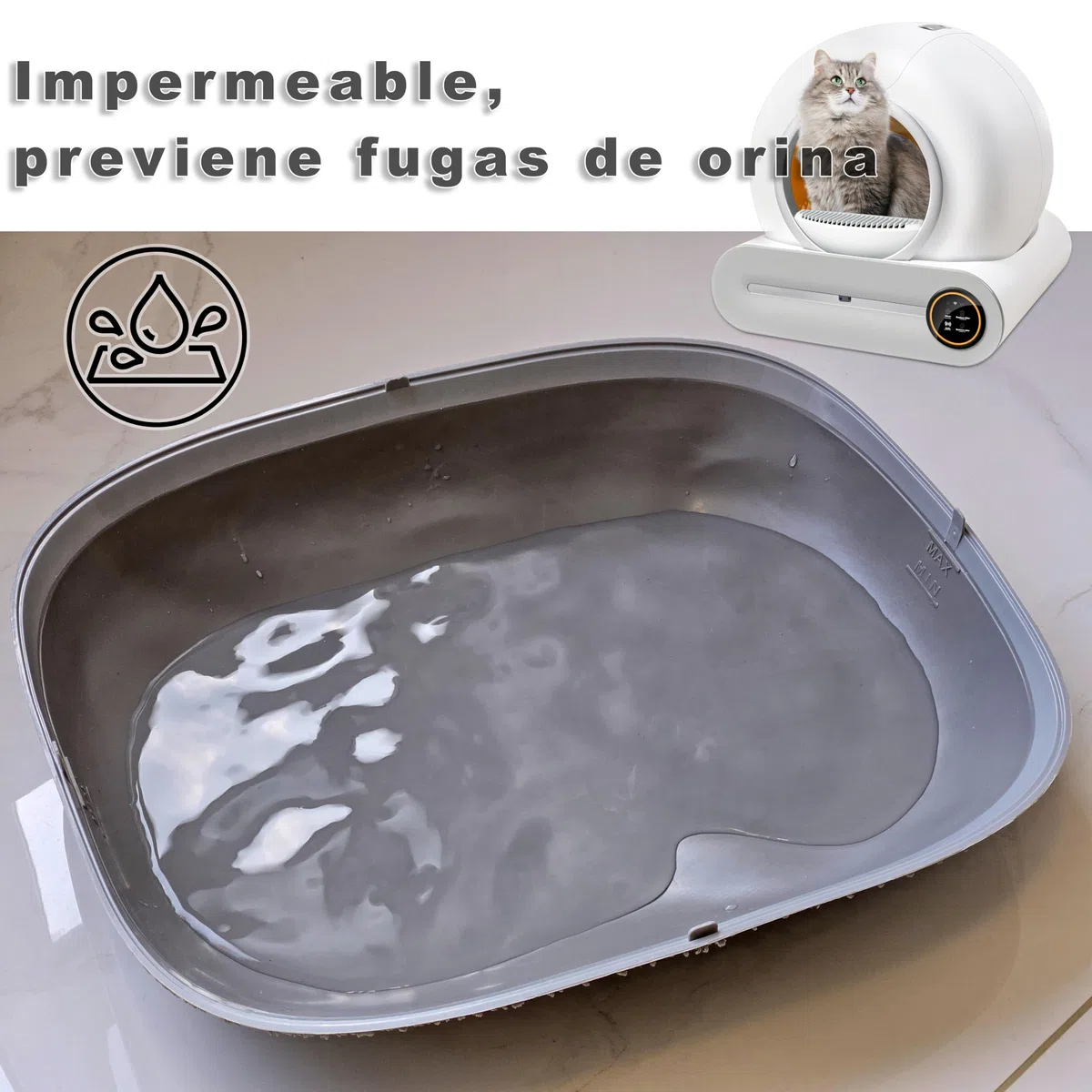 Bandeja de Silicona Impermeable para Arenero Automático, Base Antifugas para Caja de Arena para Gatos, Fácil de Limpiar, Protector de Suelo