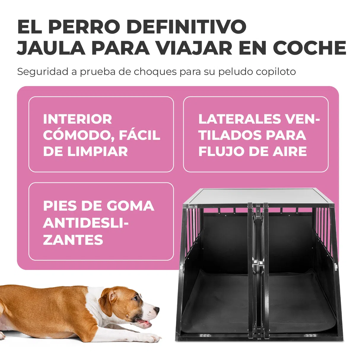 MaxxPet Transportín para Perros en Coche - Banco de Transporte - Banco para Perros para el Maletero del Coche - Banco de 2 Puertas - 96x91x70cm