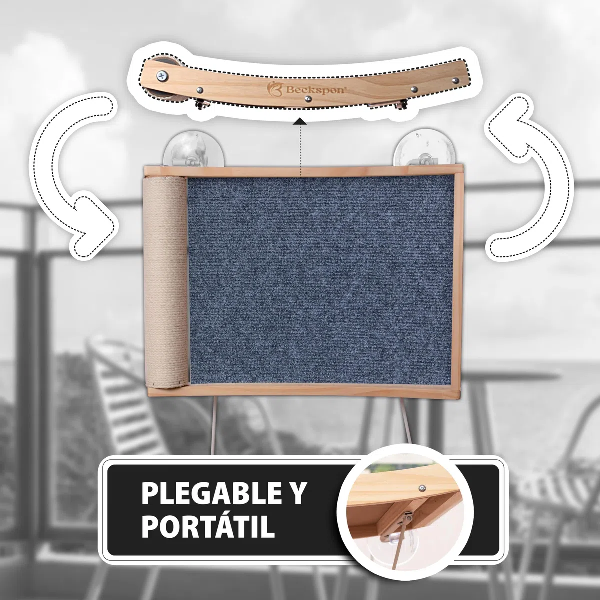 Hamaca para Gatos Con Rascador Integrado | Plegable | Cama Colgante para Ventana | Soporta Hasta 20kg | Color Grey