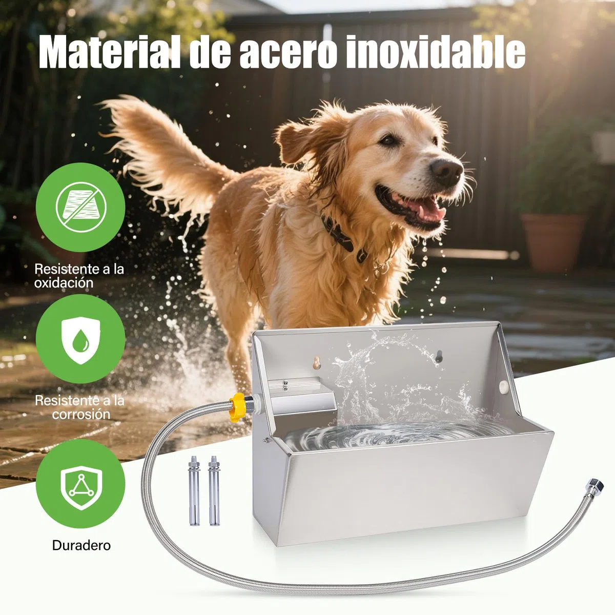 8 litros AutomáTico De Agua para Perros Al Aire Libre para Mascotas Waterer Cuenco De Agua Inoxidable para Perros Grandes Cuenco De Agua De Acero Inoxidable para Ganado(Llenado AutomáTico)