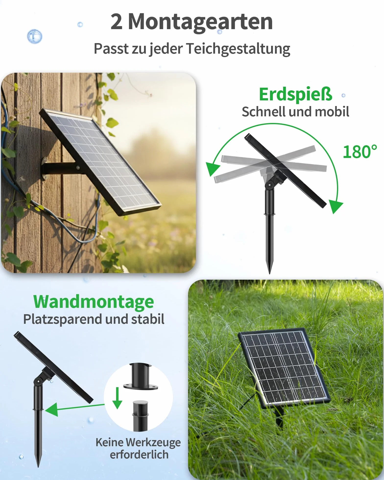 POPOSOAP Aireador solar de 8 W, bomba de oxígeno solar para estanque con batería solar de doble fuente de alimentación, ventilación continua de 24 horas, 3 modos de funcionamiento para estanques