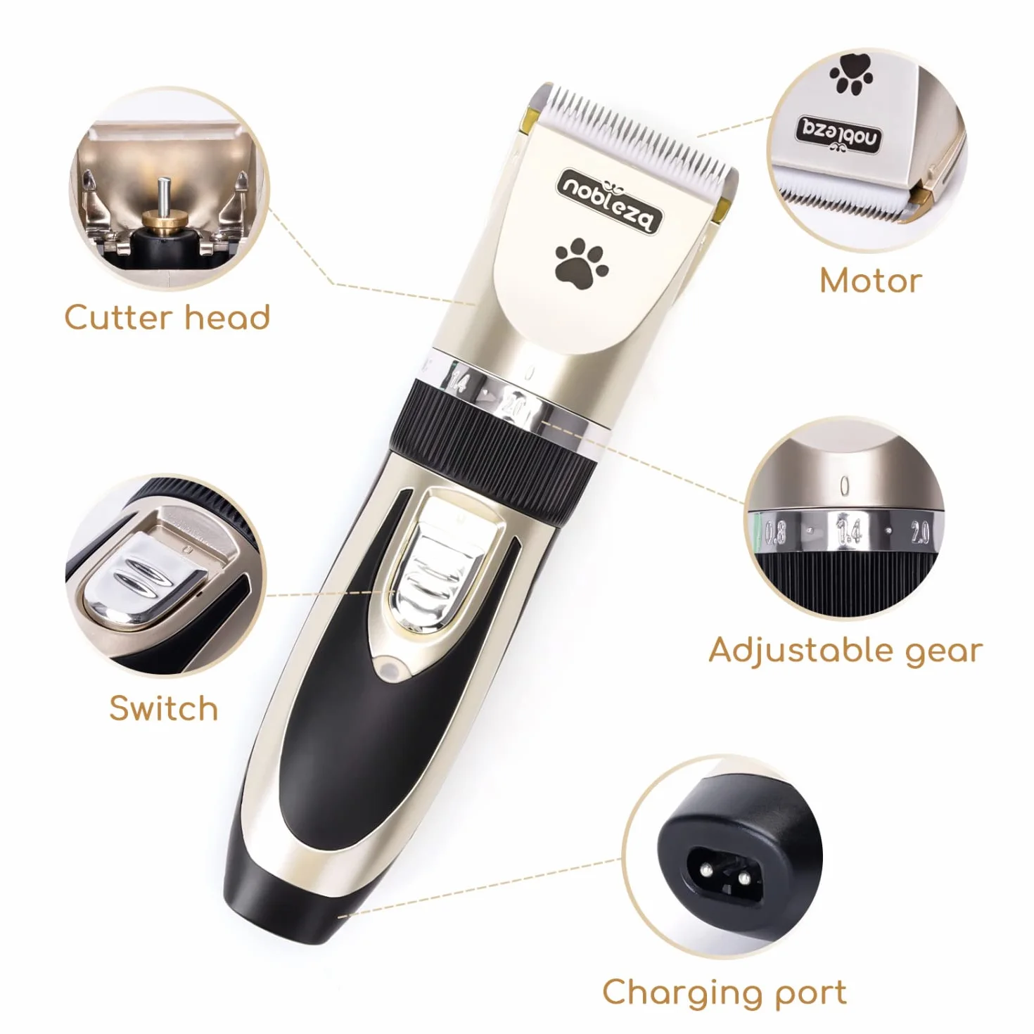 Cortapelos para Perros Profesional Mascotas Set Mquina Cortar Pelo Sin cable y Recargable para Mascotas Pequeas Medianas y Grande