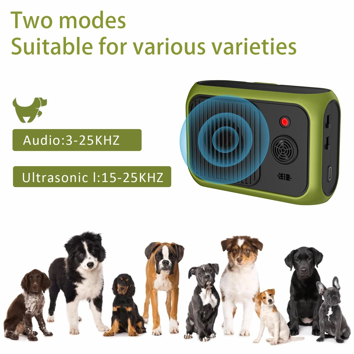 Dispositivo antiladridos para Perros, Recargable para Perros pequeños, medianos y Grandes, Dispositivo antiladridos ultrasónicos, 2 Modos Ajustables, Dispositivo antiladridos automático