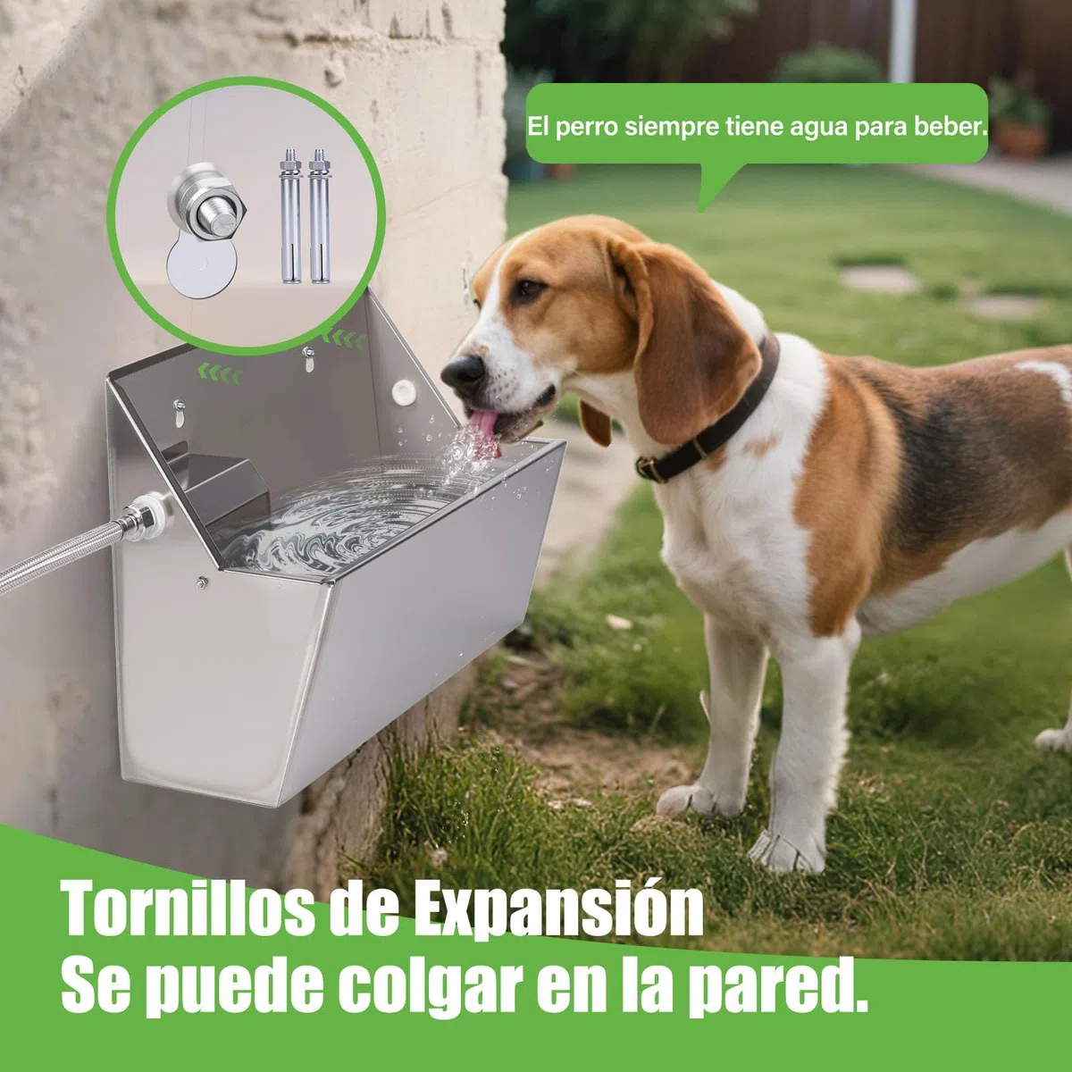 8 litros AutomáTico De Agua para Perros Al Aire Libre para Mascotas Waterer Cuenco De Agua Inoxidable para Perros Grandes Cuenco De Agua De Acero Inoxidable para Ganado(Llenado AutomáTico)