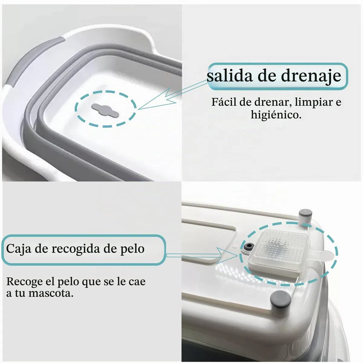 Bañera Plegable Multifuncional para Perros con Orificio de Drenaje,Tina Plegable Portátil para Mascotas,Bañera Plegable Perro, Interior, Exterior, para Perros y Gatos (60X40cm)