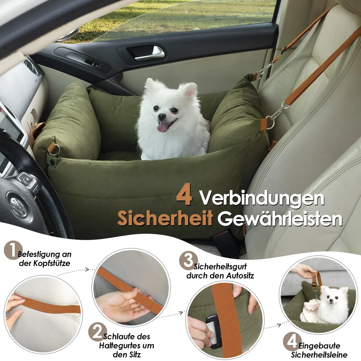 Asiento para perros para coches para perros pequeños de menos de 15 kg, cesta portátil para perros con área de descanso extensible, asiento de viaje para mascotas extraíble y lavable con