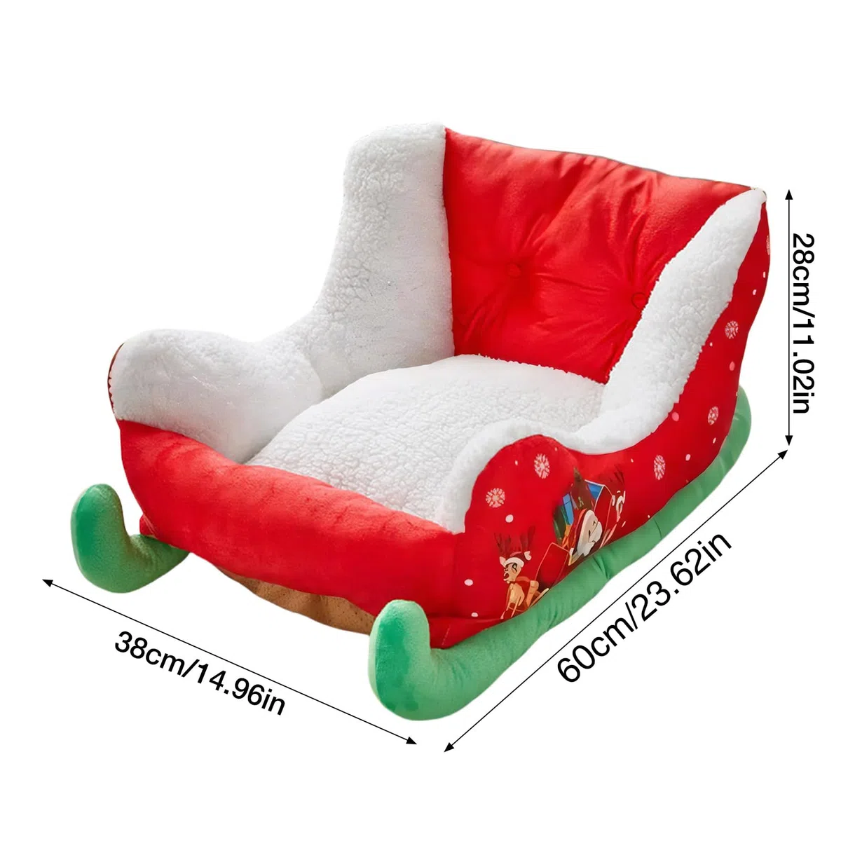 Genérico Cama Navideña con Forma De Trineo para Perro, 68 X 38 X 28 Cm, Cama Navideña De Peluche para Perro, Navideño De Papá Noel para Gato, Gatito, Cachorro Que Duerme Tranquilo En Invierno