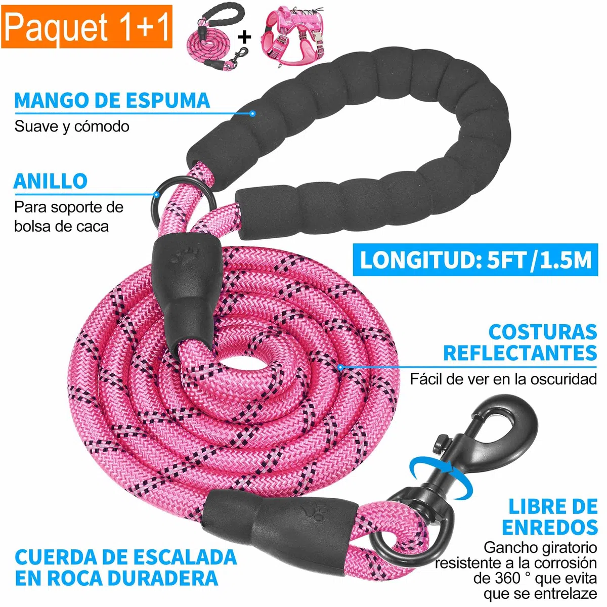 Haapaw Arnés táctico resistente para perros grandes, arnés ajustable para mascotas, reflectante, de fácil control, arnés para perros de trabajo, grande, camuflaje rosa