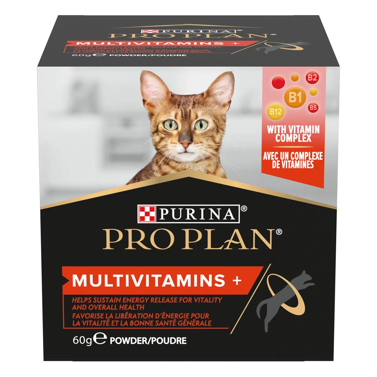 Purina Pro Plan Suplemento Gato Multivitaminas, energía, vitalidad, Vitamina B, en Polvo, 4 paquetes de 60g