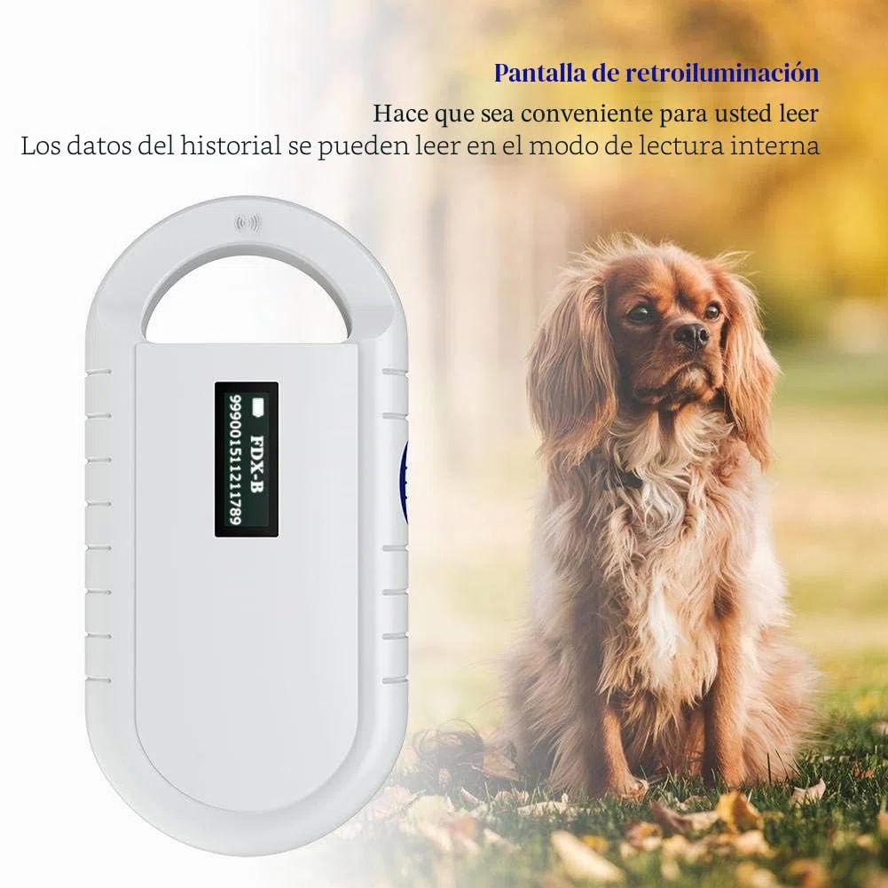 Vbestlife Escáner portátil de Chips para Mascotas, 134.2kHz Compatibilidad con ISO 11784/11785 FDX-B e ID64 RFID, Lector RFID de Animales de Mano Animales/Mascotas/Perros/Gatos/Cerdos