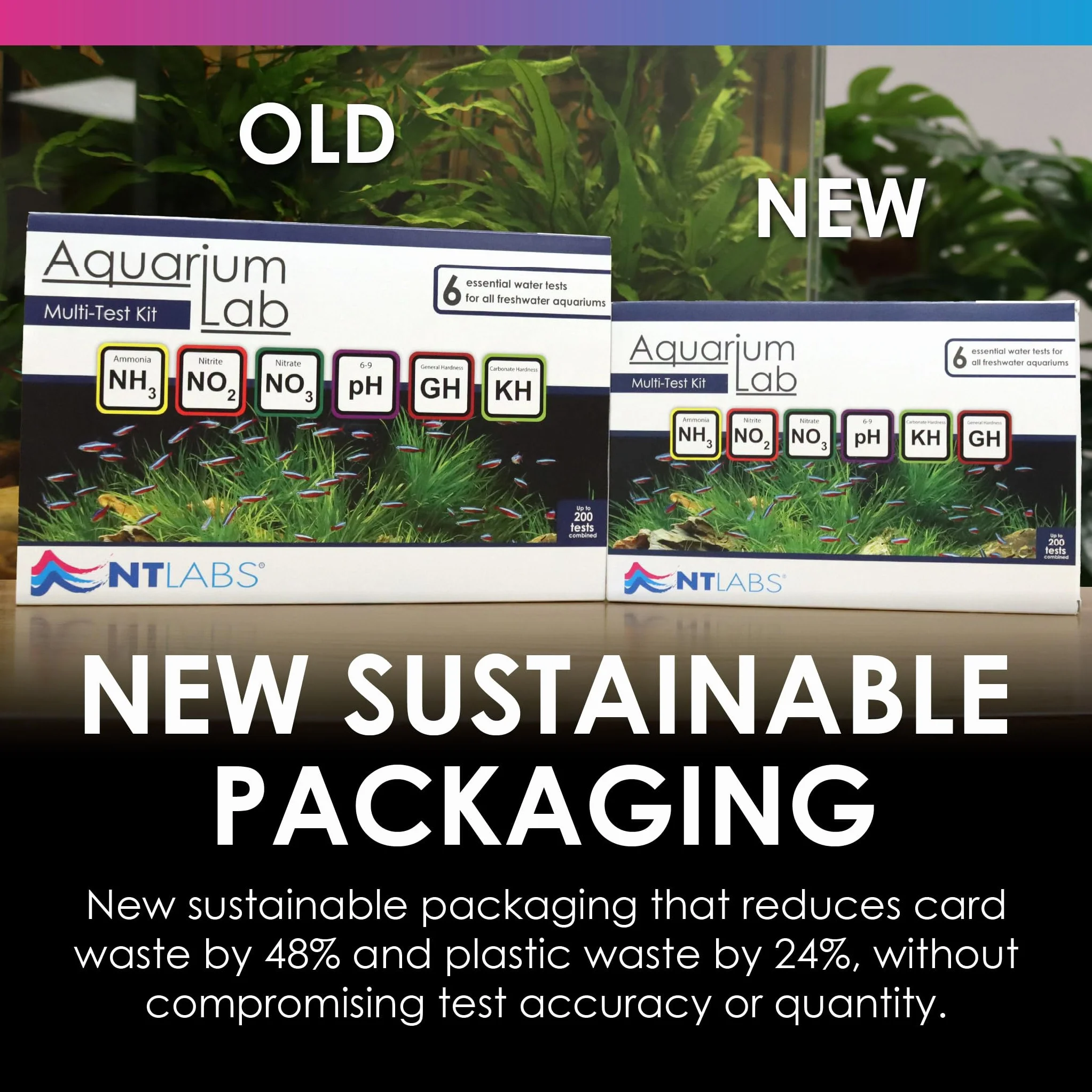 NT Labs Aquarium Lab Multi Test Kit – Test para Acuario de Agua Dulce 6 en 1 (Amoníaco, nitrito, nitrato, pH, GH, KH), hasta 200 Mediciones, Kit Líquido Profesional Alta Precisión